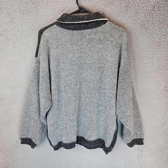 Jane Bis Winter Sweater Sz L Oversized Gray Zip Collar Drop Shoulder Women's - Picture 9 of 11